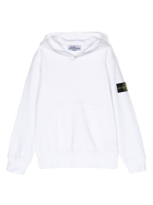 Compass-patch cotton hoodie - White