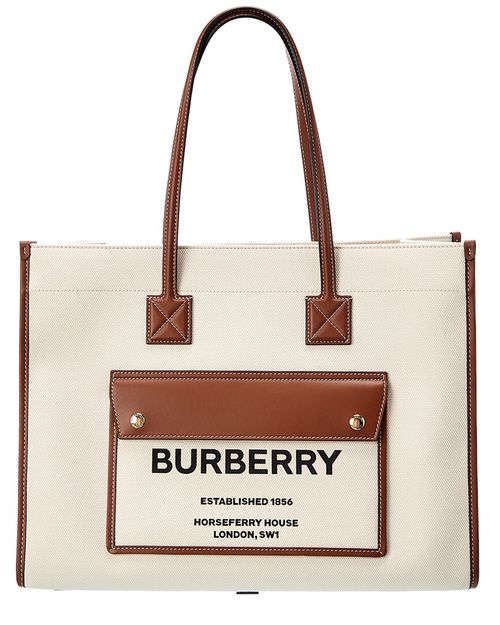 Medium Two-Tone Canvas & Leather Tote