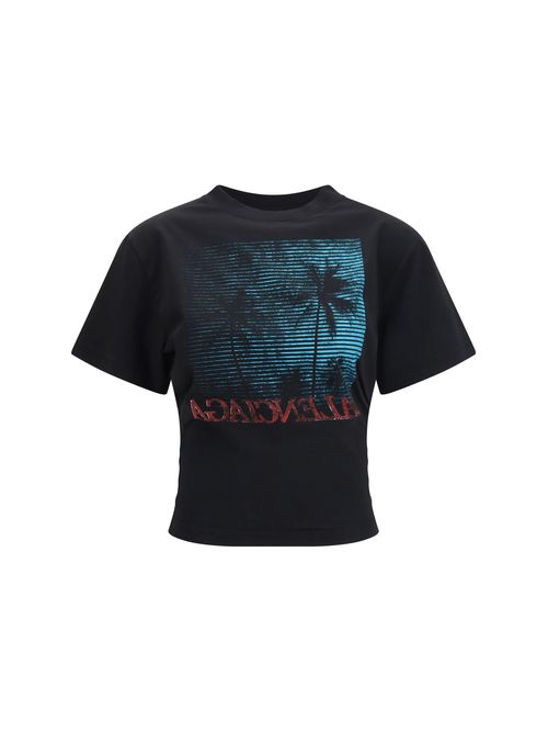 Graphic-Print Cropped T-Shirt — Black