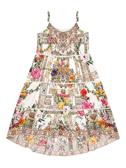 Floral-print tiered dress - Brown