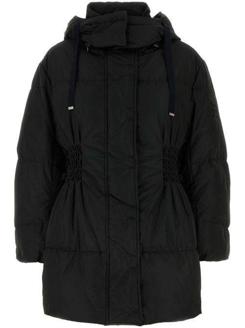 Smocked hooded puffer jacket - Black