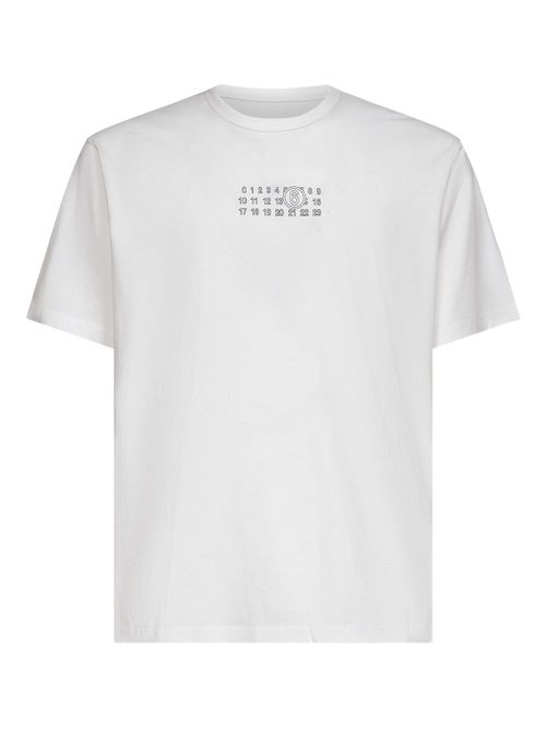 Numbers-motif cotton T-shirt - White