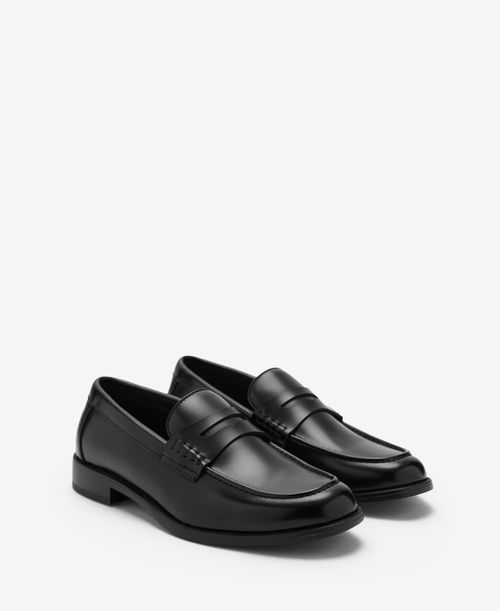 Men's Nappa Leather-Effect Moccasins - Black