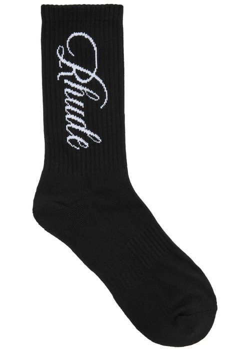 Rhude Logo-intarsia Cotton-blend Socks