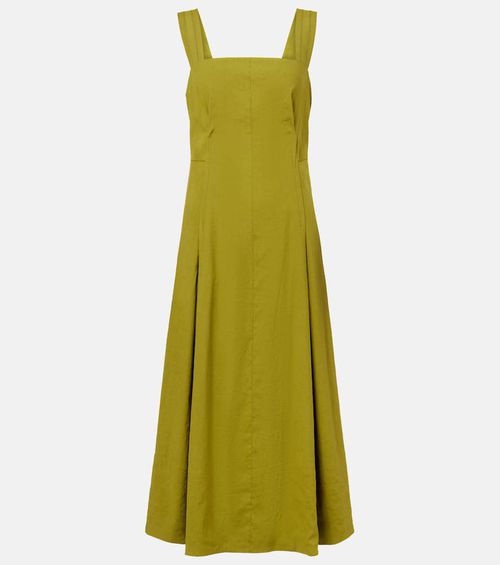 Linen-blend midi dress