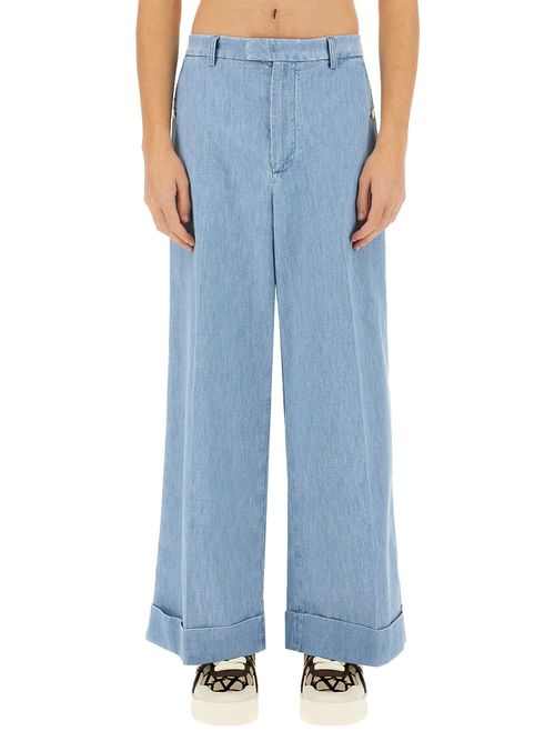 Denim pants with lapels