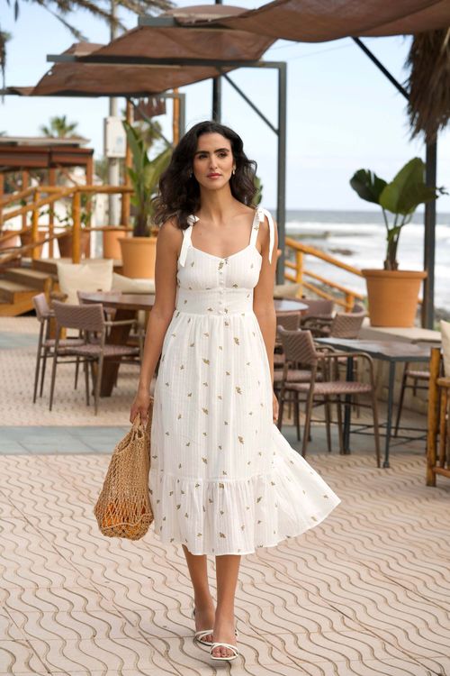 White Cotton Dress Stephanie