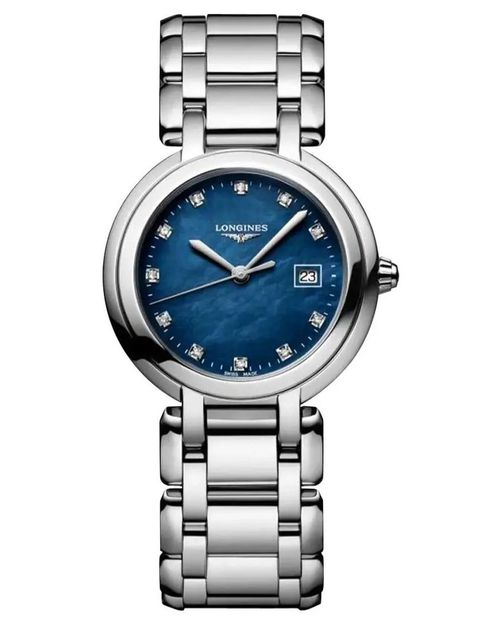 LONGINES Prima Luna Quartz 30MM Blue MOP Dial SS Women's Watch L8.122.4.98.6