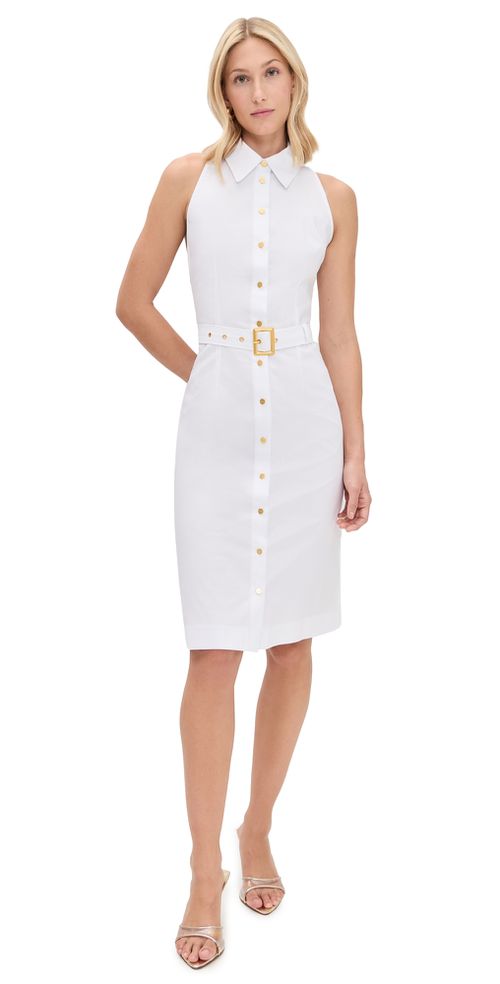 Lisette Sleeveless Buttondown Dress White