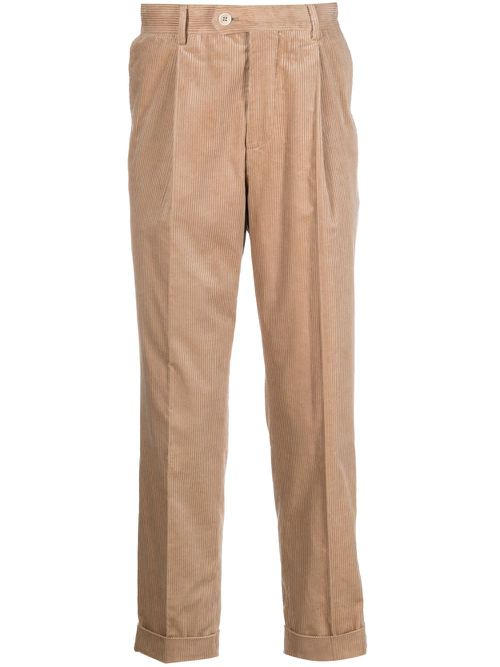 Corduroy straight-leg trousers - Neutrals