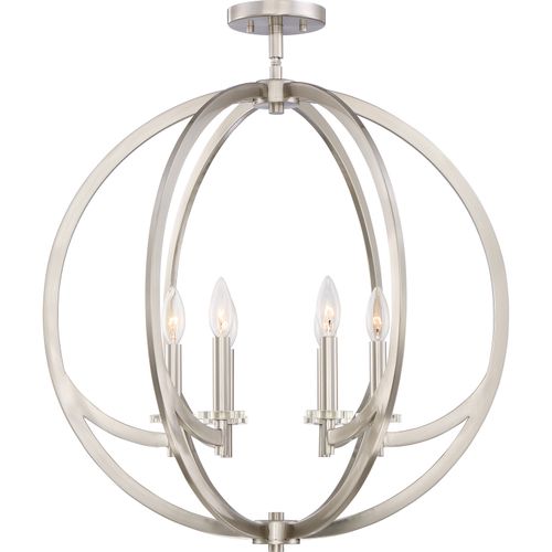 Orion 6-Light Semi-Flush Mount in Brushed Nicke