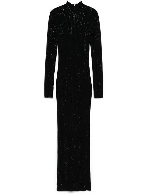 Rhinestone knitted maxi dress - Black