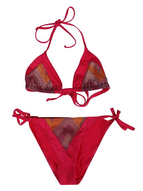 Pink One Printed Triangle Bikini Set
