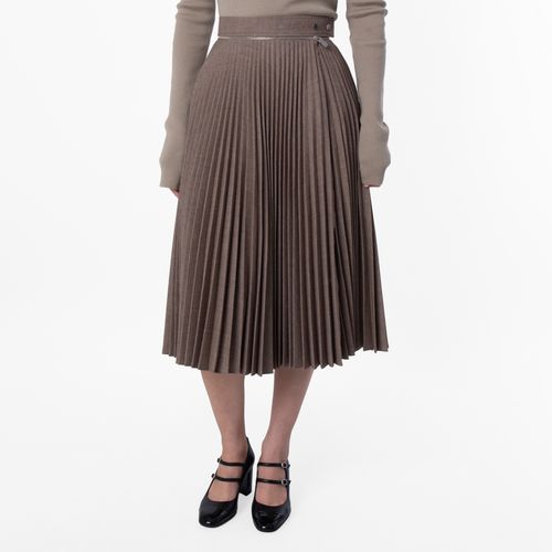 Pleated Wool Midi Skirt