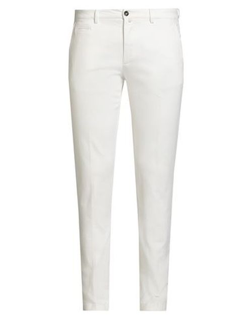 Man Pants White Size 33 Cotton, Elastane