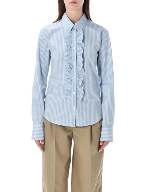 Cotton Long Sleeve Ruffled Adjusted Shirt