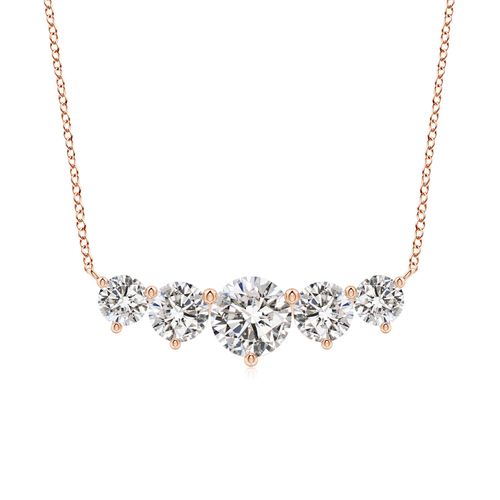 Angara 2.0 Carats Graduated Five Stone Round Diamond Necklace in 18K Rose Gold