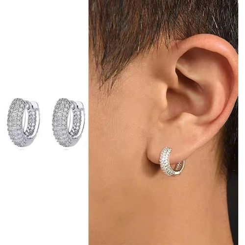 European And American Cross-Border Hot Sale Neymar Same Style Full Diamond Men's Light Luxury Cool Earrings Street