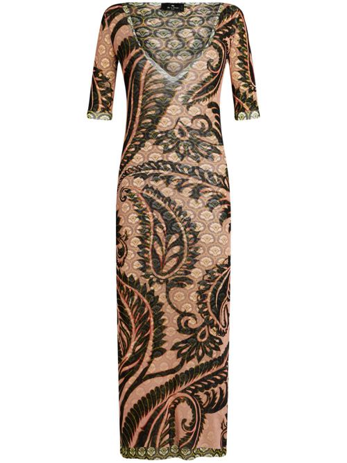 Paisley-print tulle maxi dress - Neutrals