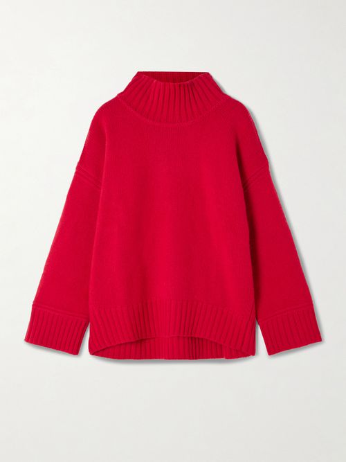 Archie Wool And Cashmere-blend Mock-neck Sweater - Red