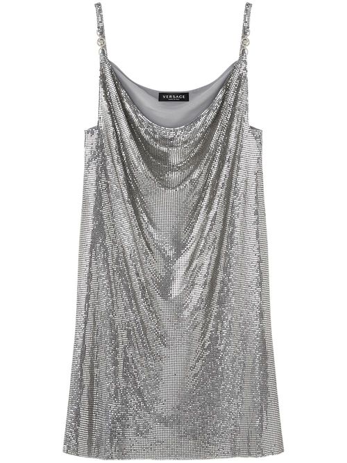 Cowl-neck mesh minidress - Silver