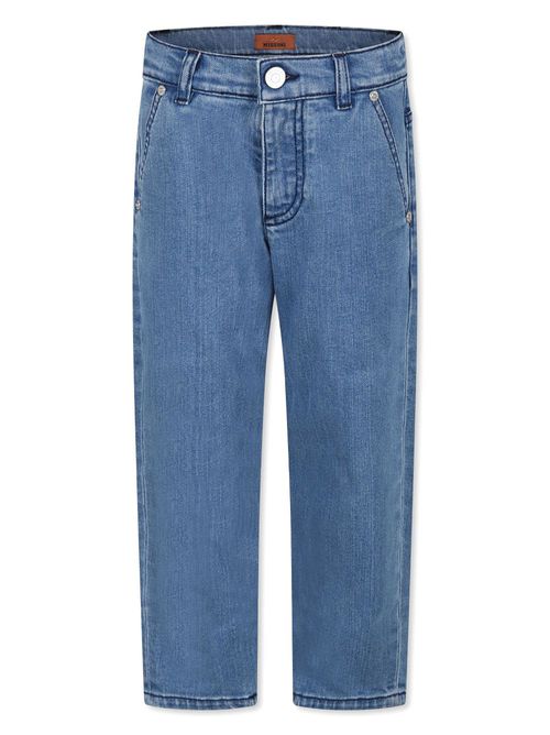 Embroidered-design straight-leg jeans - Blue
