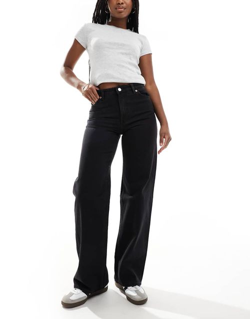 Monki Yoko high rise wide leg jeans in black