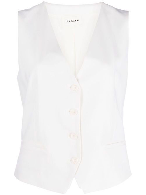 V-neck wool-blend waistcoat - Neutrals