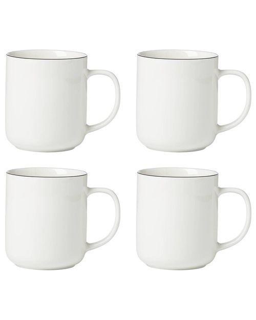 24 Seven Black Rim Mugs, Set Of 4