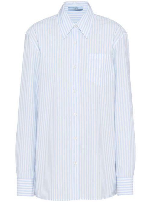 Striped cotton-poplin shirt - White
