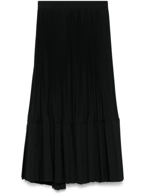 Black Pleated Midi Skirt