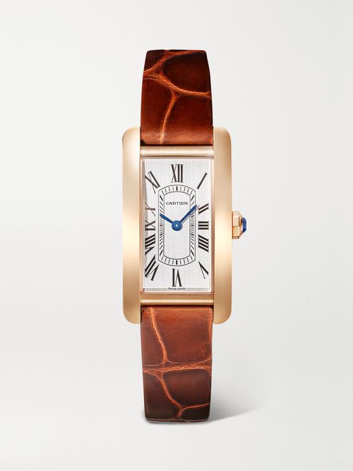 Tank Américaine 35.4mm Small 18-karat Rose Gold And Alligator Watch - White