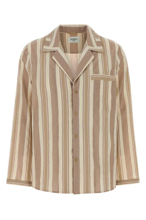 Striped Cotton Shirt — Beige