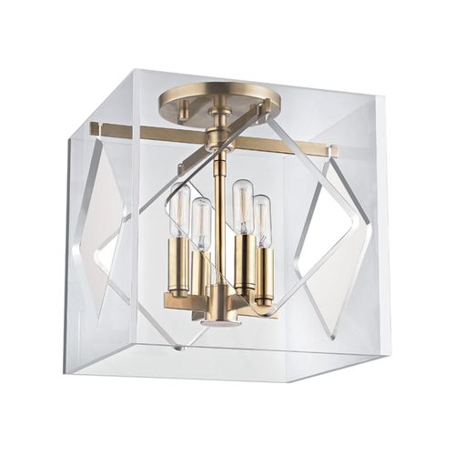Travis 4-Light 12" Ceiling Light in Aged Bra