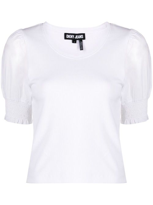 Puff-sleeve cotton T-shirt - White