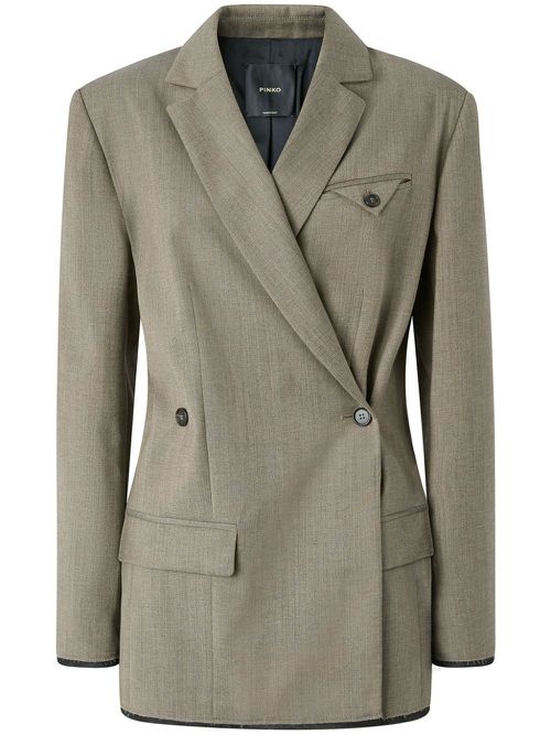 Mélange-effect blazer - L67 BROWN WATER BOTTLE