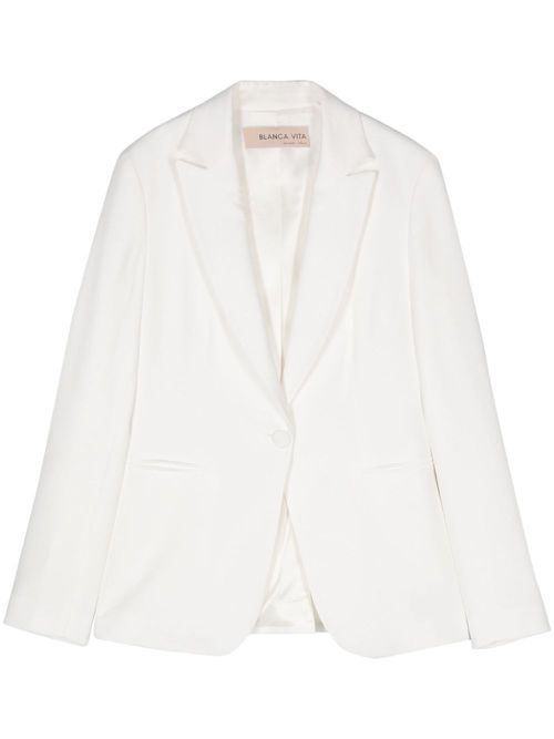Single-breasted twill blazer - White