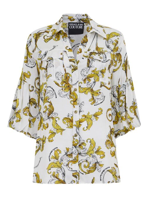Floral-print button-up shirt - White