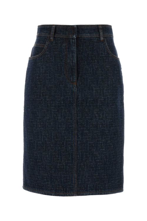 Padded Denim Skirt — Navy