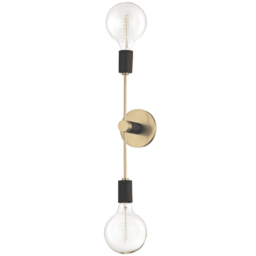 Mitzi Astrid 2-Light Wall Sconce in Aged Brass and Black