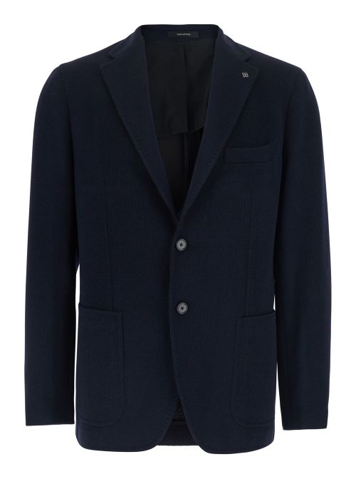 Wool Single-Breasted Blazer — Navy