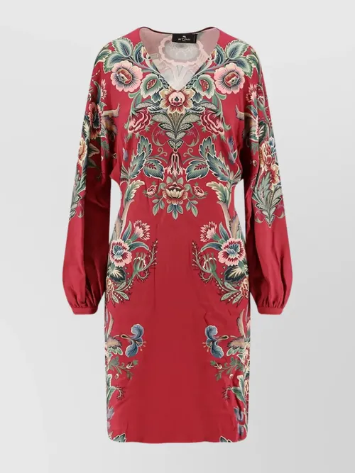 Etro - floral embroidered knee-length dre