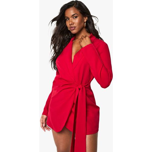 Boohoo | Boohoo Womens Linen Look Wrap Drape Front Tailored Blazer Dress - Red | Realry Boohoo | Boohoo Womens Linen Look Wrap Drape Front Tailored Blazer Dress - Red | Realry