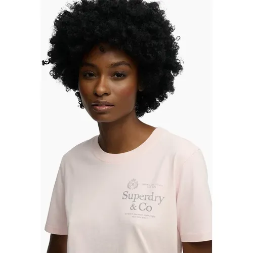 Women's Superdry Womens Luxe Casual Relaxed Short Sleeve T-Shirt - Chalk Pink