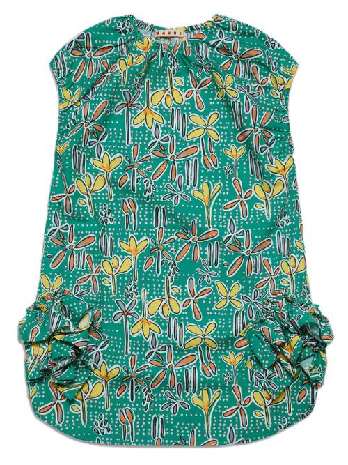 Ruffle-detailed cotton dress - Green