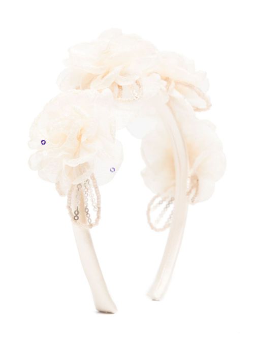 Flower-appliqué head band - Neutrals