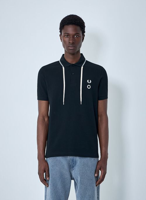 Embroidered Polo Shirt With Drawstring Detail