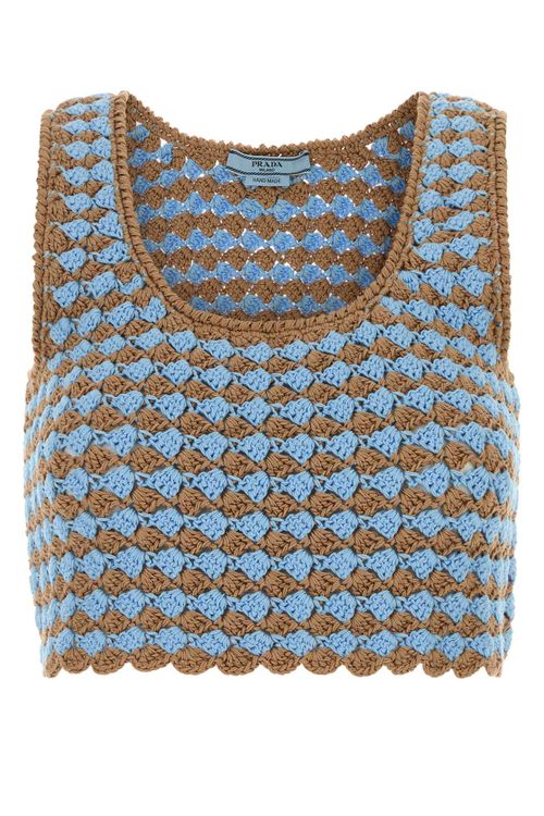 Two-Tone Crochet Tank Top — Multicolor