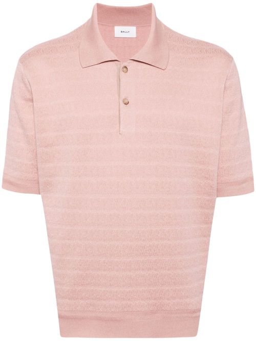 Horizontal stripe polo shirt - Pink