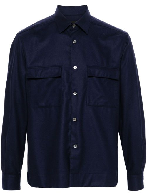 Buttoned wool shirt - Blue